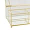 7" x 5" x 3" Clear & Gold 3-Slot Glass & Metal Jewelry Box with Chain Accent